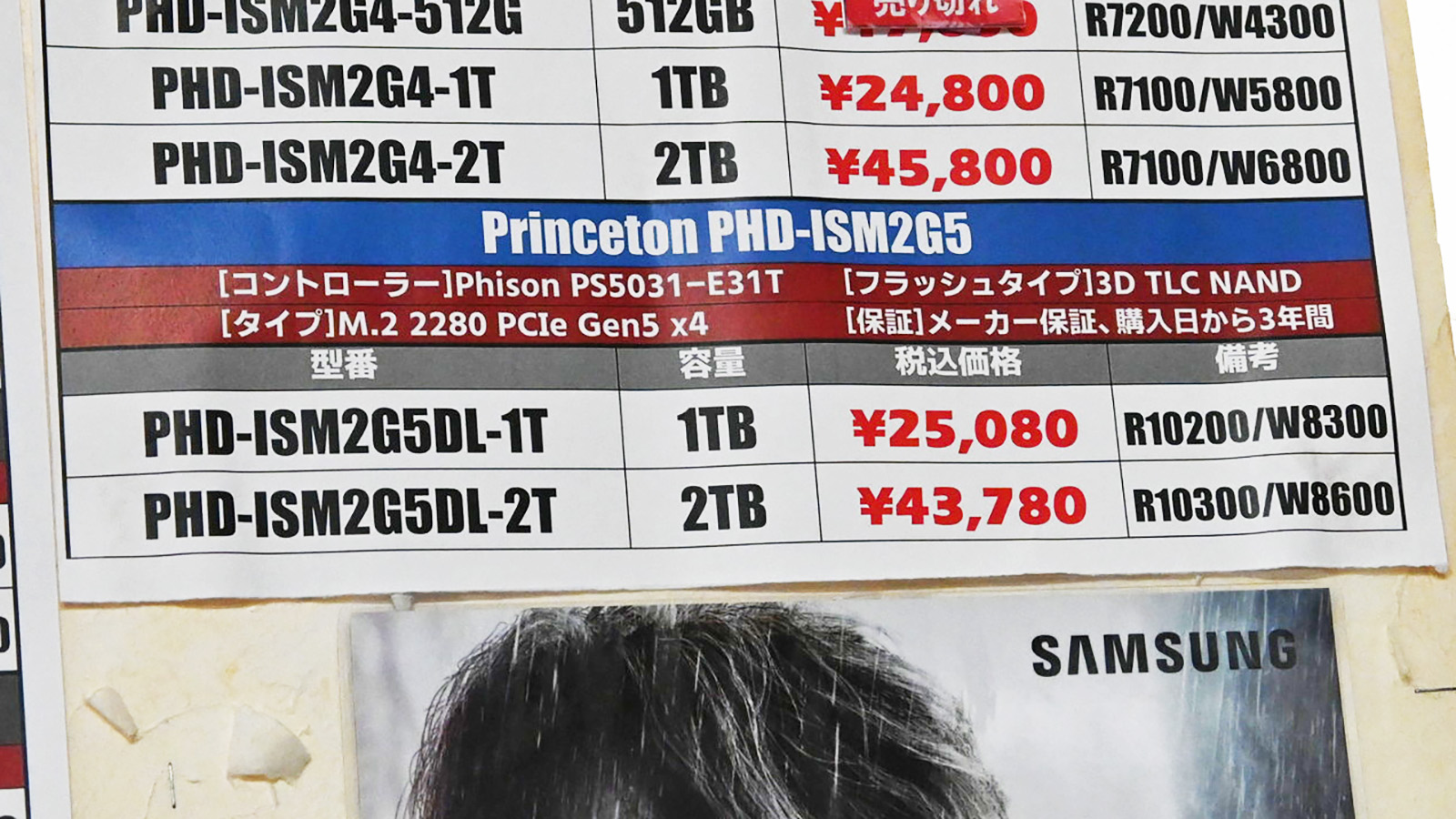 Princeton「PHD-ISM2G5DL」2TBが43,780円など(4月18日撮影)