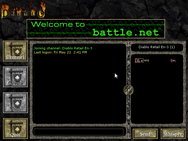 「Battle.net」のロビー。ほかのプレイヤーとチャットできる