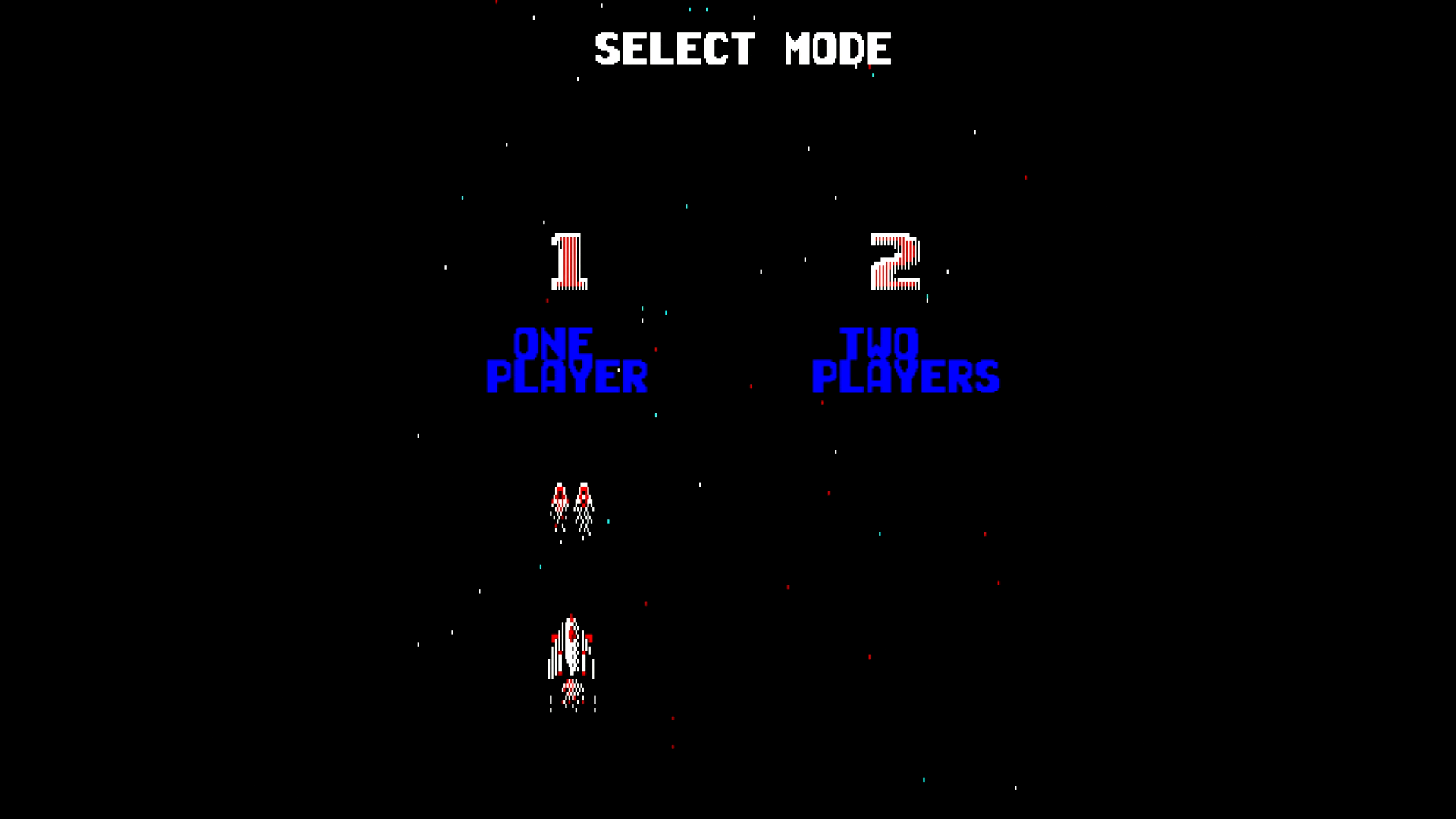 ゲームスタート時には一人または二人プレイのどちらかをショットで撃つと、そのプレイ人数となります。その後は難易度を3段階から選択しますが、レベルが高いほどダメージの減りが遅いため、結果的に高難易度となります。続いてプレイしたいエリアを選べば、いよいよ戦闘開始に。