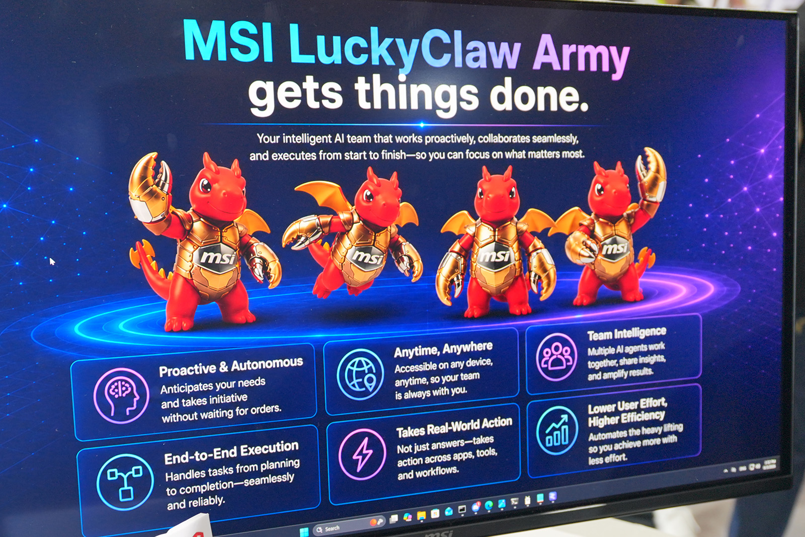 エージェント型AI「MSI LuckyClaw」がブースでは大きくアピールされていた