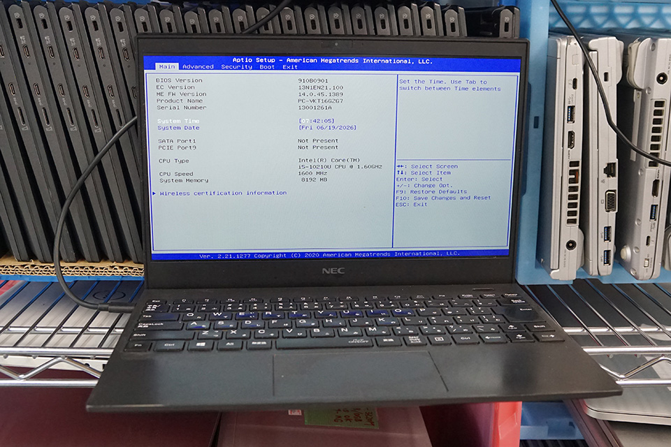ミ*ズ様 NEC ノートPC Intel Core i5 10210U 10世代 Core i5-10210U搭載のNEC製13.3型ノートPCが12,000円、ストレージなし