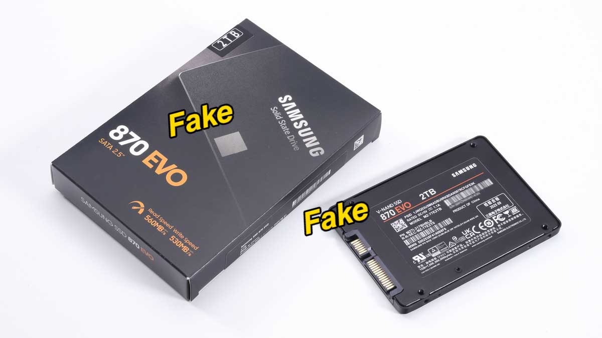 Samsung 870 EVOの模造品。記憶容量は2TBであると表記されている