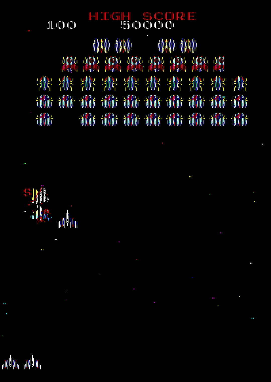 PARSEC 1は第1種族が登場して、ファイターに襲いかかってきます。敵編隊がすべて揃った後に左から2番目の敵を撃つとスペシャルフラグが現れますが、これを取らずにブラスター・ヘッドを運んできたクィーンに体当たりするとファイターが3連射に変身し、攻撃力が大幅アップします。