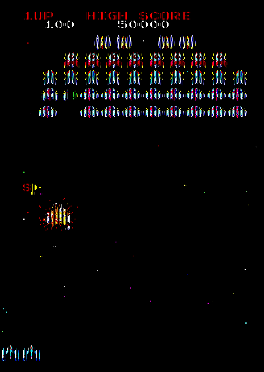 PARSEC 1は第1種族が登場して、ファイターに襲いかかってきます。敵編隊がすべて揃った後に左から2番目の敵を撃つとスペシャルフラグが現れますが、これを取らずにブラスター・ヘッドを運んできたクィーンに体当たりするとファイターが3連射に変身し、攻撃力が大幅アップします。