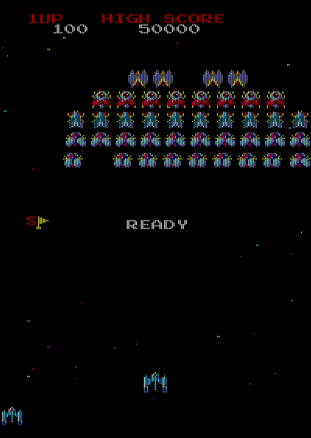 PARSEC 1は第1種族が登場して、ファイターに襲いかかってきます。敵編隊がすべて揃った後に左から2番目の敵を撃つとスペシャルフラグが現れますが、これを取らずにブラスター・ヘッドを運んできたクィーンに体当たりするとファイターが3連射に変身し、攻撃力が大幅アップします。