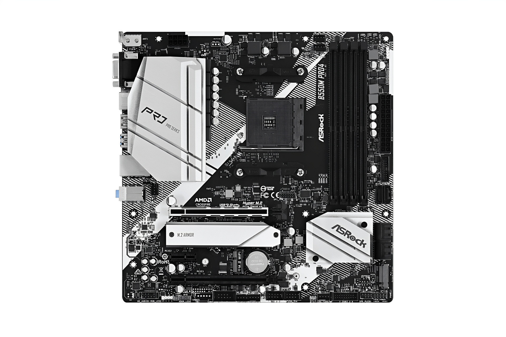 【Specification】拡張スロット：PCI-E 4.0 x16×1、PCI-E 3.0 x4(x16形状)×1、PCI-E 3.0 x1×1、M.2 Key E×1●主なインターフェース：M.2(PCI-E 4.0 x4接続)×1、M.2(PCI-E 3.0 x2接続)×1、SATA 3.0×6、USB 10Gbps×2、USB 5Gbps×8、USB 2.0×6、HDMI×1、DisplayPort×1、D-Sub×1●LAN：1000BASE-T×1