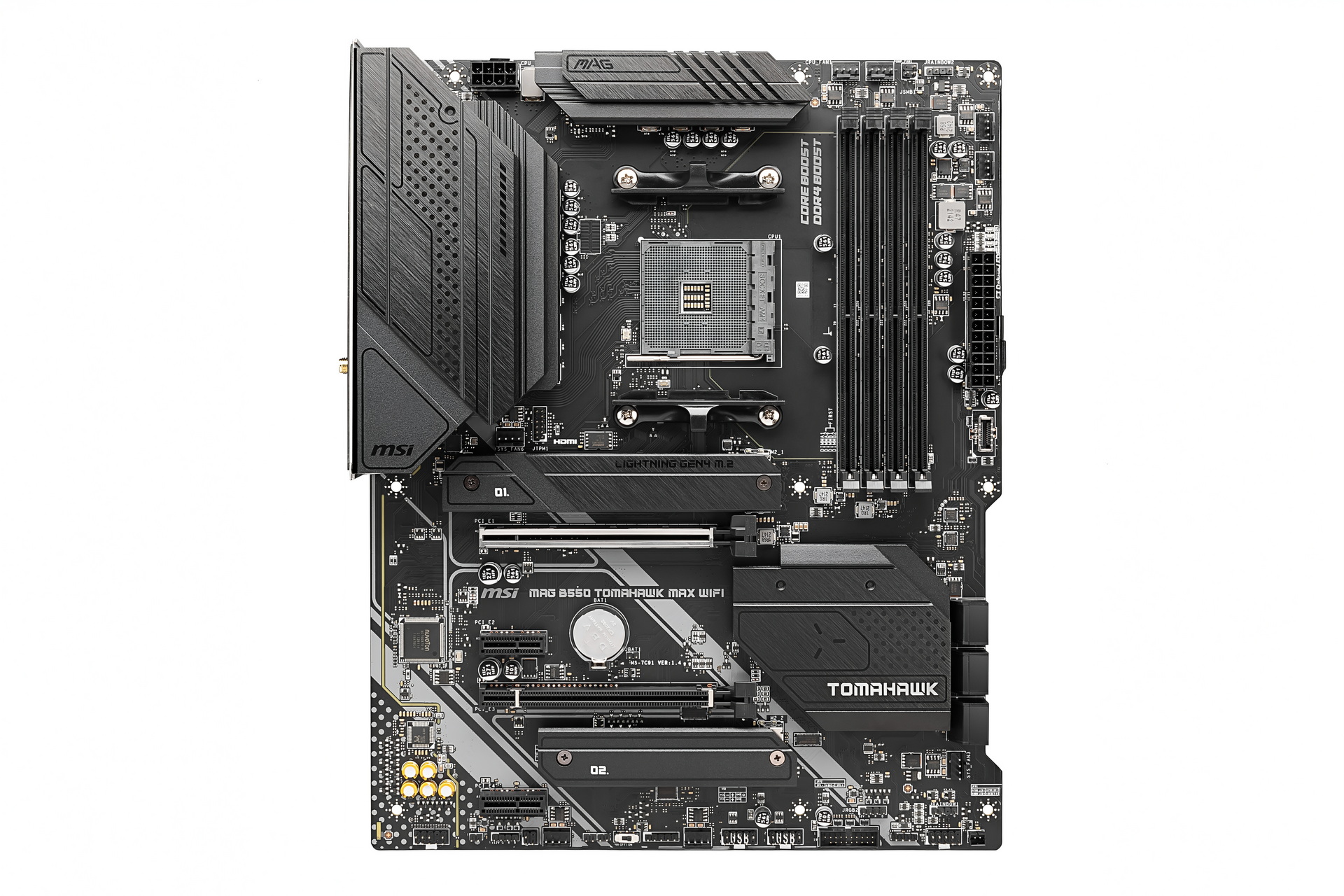 【Specification】拡張スロット：PCI-E 4.0 x16×1、PCI-E 3.0 x4(x16形状)×1、PCI-E 3.0 x1×2●主なインターフェース：M.2(PCI-E 4.0 x4接続)×1、M.2(PCI-E 3.0 x4接続)×1、SATA 3.0×6、USB 10Gbps×2、USB 5Gbps×5、USB 2.0×6、HDMI 2.1×1、DisplayPort×1●LAN：2.5GBASE-T×1●無線：Wi-Fi 6E、Bluetooth 5.2
