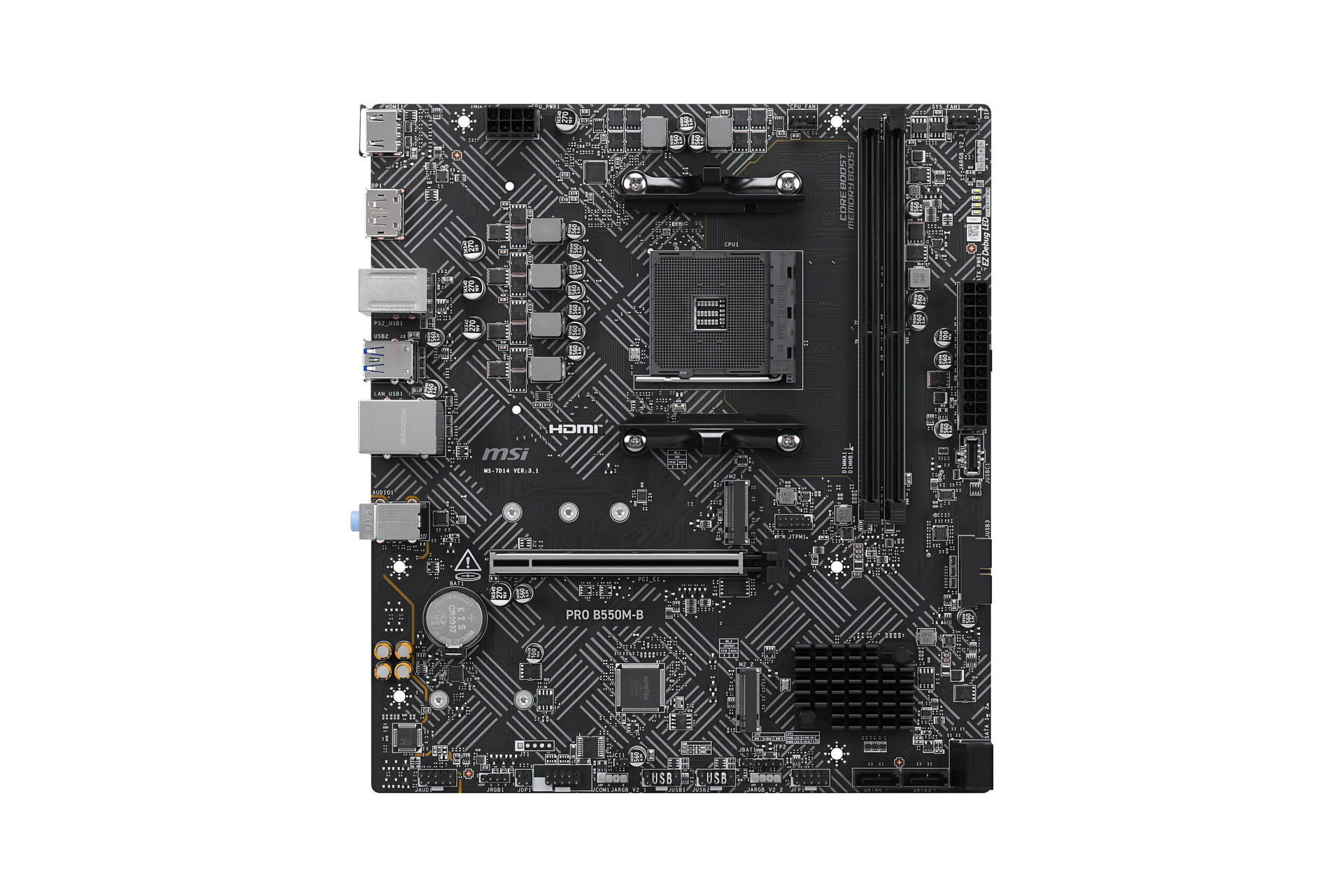 【Specification】拡張スロット：PCI-E 4.0 x16×1●主なインターフェース：M.2(PCI-E 4.0 x4接続)×1、SATA 3.0×4、USB 5Gbps×7、USB 2.0×6、HDMI 2.1×1、DisplayPort×1●LAN：1000BASE-T×1