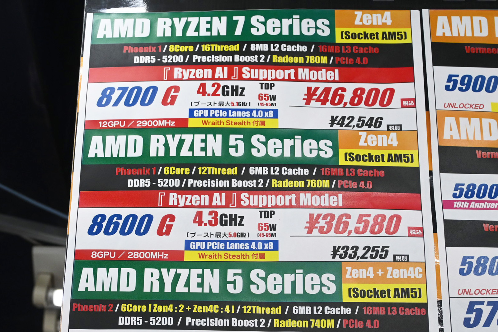 「Ryzen 7 8700G」が46,800円(8月1日撮影)