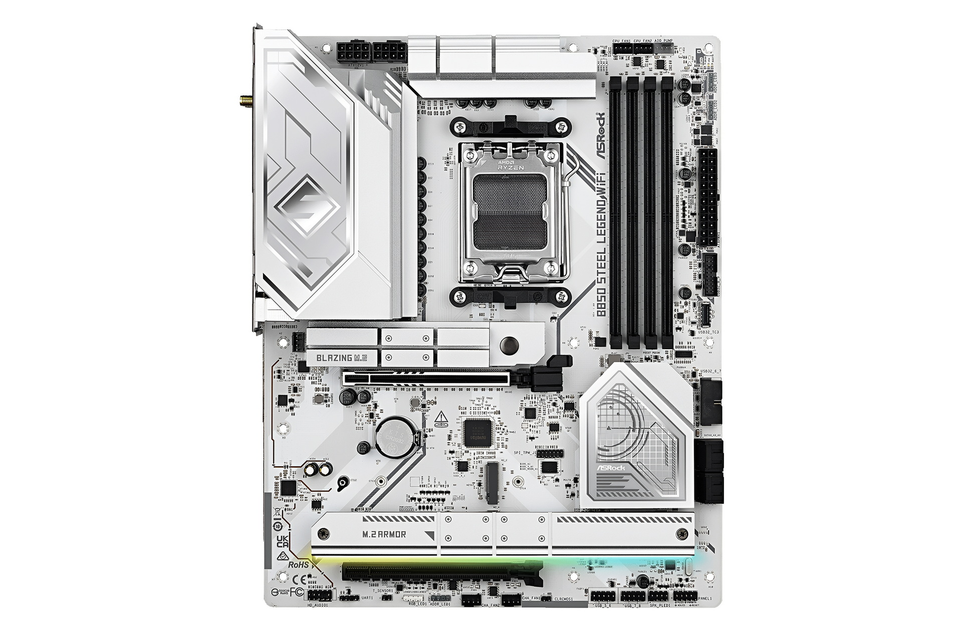 【Specification】拡張スロット：PCI-E 5.0 x16×1、PCI-E 4.0 x4(x16形状)×1●主なインターフェース：M.2(PCI-E 5.0 x4接続)×1、M.2(PCI-E 4.0 x4接続)×3、SATA 3.0×4、USB 20Gbps×1、USB 10Gbps×4、USB 5Gbps×7、USB 2.0×8、HDMI 2.1×1●LAN：2.5GBASE-T×1●無線：Wi-Fi 7、Bluetooth 5.4