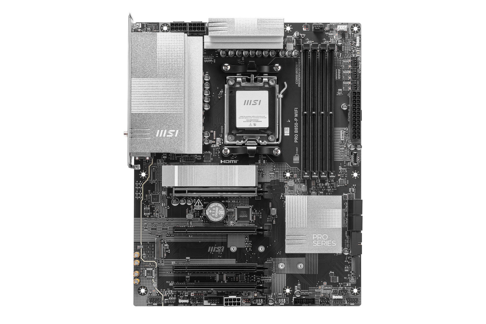 【Specification】拡張スロット：PCI-E 5.0 x16×1、PCI-E 4.0 x4(x16形状)×1、PCI-E 3.0 x1(x16形状)×2●主なインターフェース：M.2(PCI-E 5.0 x4接続)×1、M.2(PCI-E 4.0 x4接続)×1、M.2(PCI-E 4.0 x2接続)×1、SATA 3.0×4、USB 10Gbps×3、USB 5Gbps×6、USB 2.0×8、HDMI 2.1×1●LAN：5GBASE-T×1●無線：Wi-Fi 7、Bluetooth 5.4