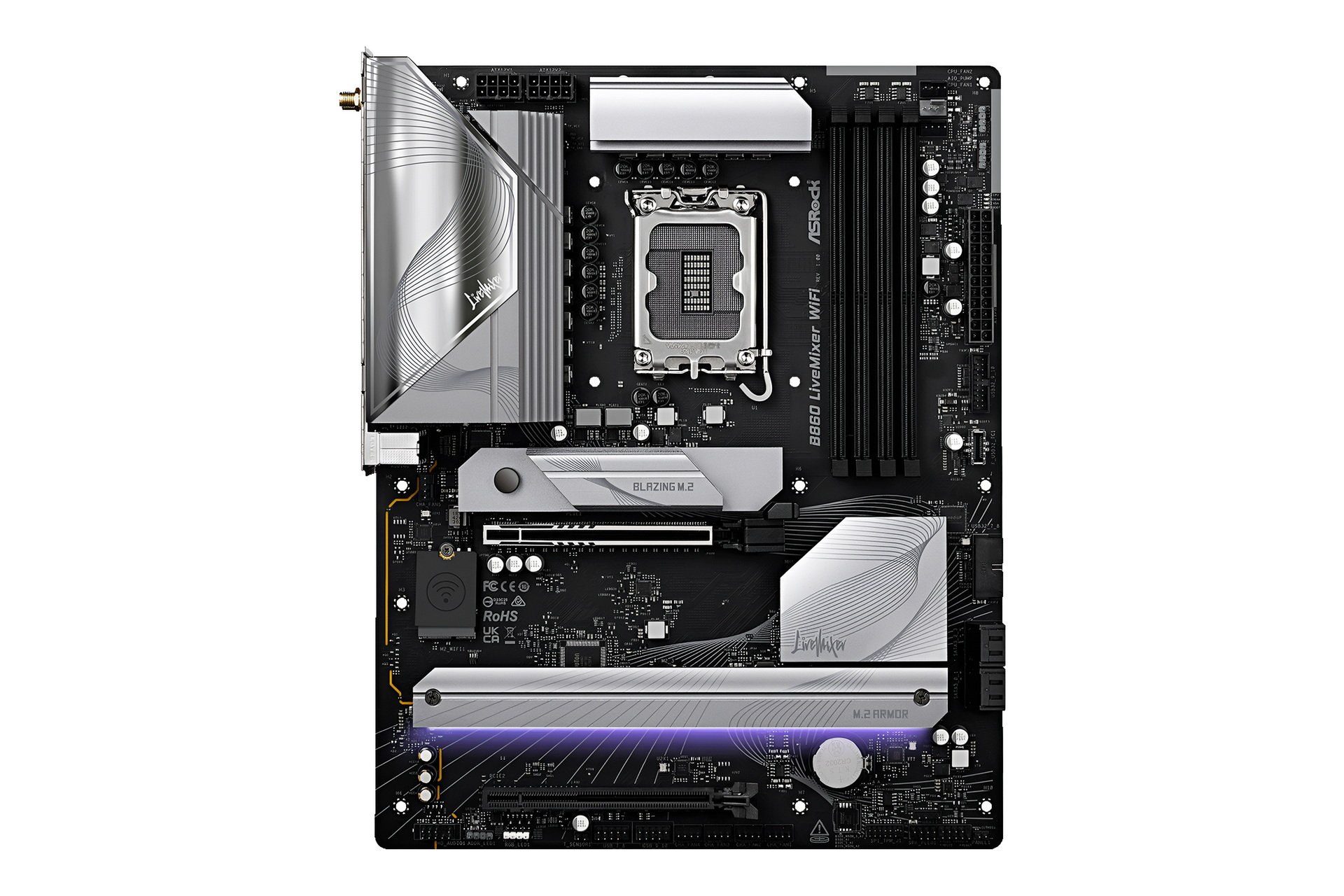 【Specification】拡張スロット：PCI-E 5.0 x16×1、PCI-E 4.0 x4(x16形状)×1●主なインターフェース：M.2(PCI-E 5.0 x4接続)×1、M.2(PCI-E 4.0 x4接続)×2、SATA 3.0×4、USB 5Gbps×11、USB 2.0×10、Thunderbolt 4×1、HDMI 2.1×1●LAN：2.5GBASE-T×1●無線：Wi-Fi 6E、Bluetooth 5.3