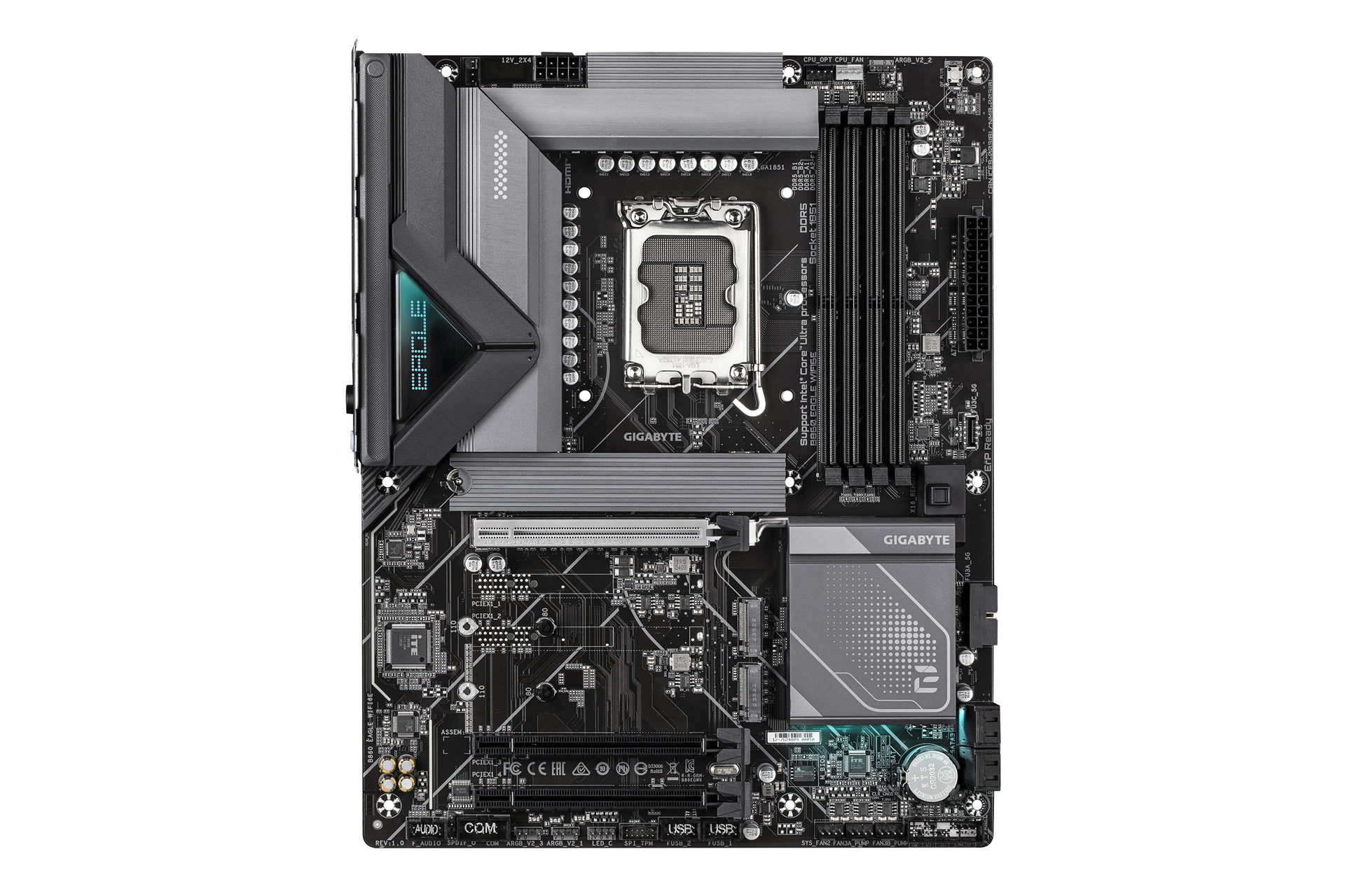 【Specification】拡張スロット：PCI-E 5.0 x16×1、PCI-E 4.0 x1(x16形状)×2●主なインターフェース：M.2(PCI-E 5.0 x4接続)×1、M.2(PCI-E 4.0 x4接続)×2、SATA 3.0×4、USB 20Gbps×1、USB 10Gbps×1、USB 5Gbps×3、USB 2.0×8、HDMI 2.1×1、DisplayPort×1●LAN：2.5GBASE-T×1●無線：Wi-Fi 6E、Bluetooth 5.3