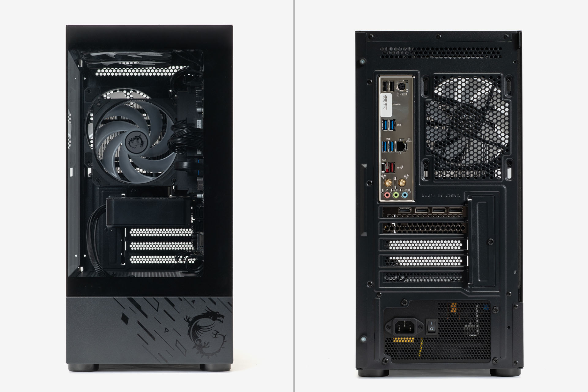 PC前面および背面
