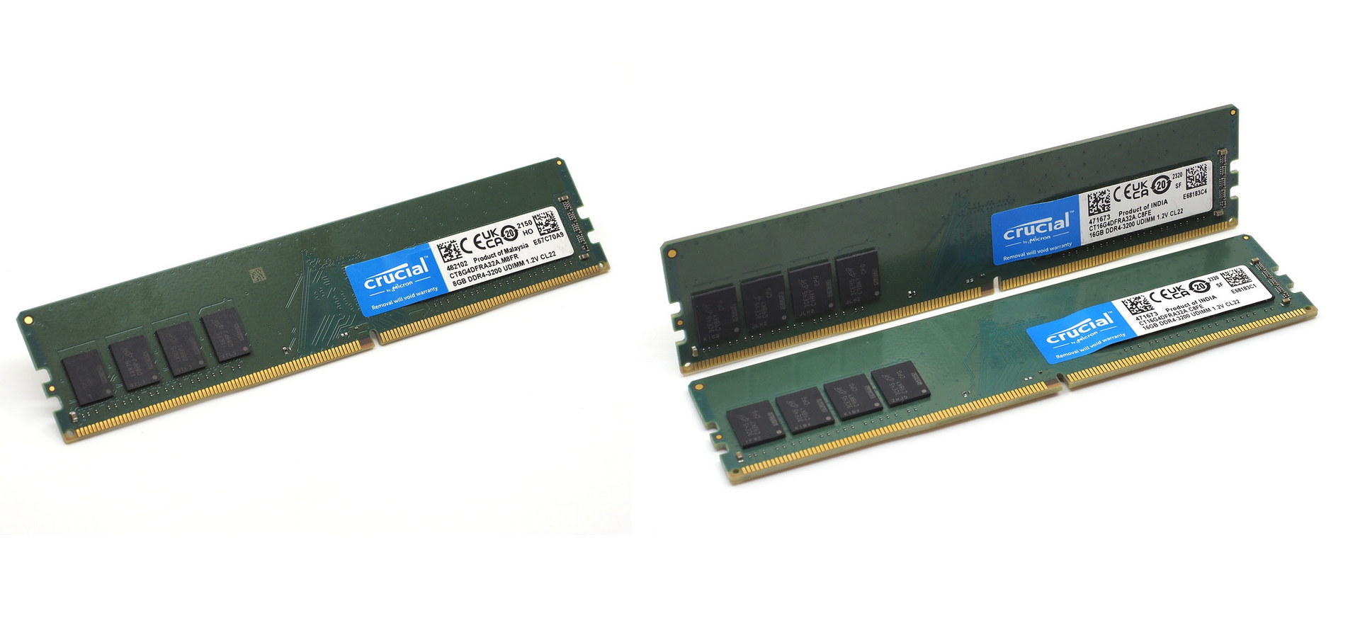 今回のテストでは、元から搭載されていたもののほかに、8GB×1枚および16GB×2枚のDDR4-3200 DIMMを使用