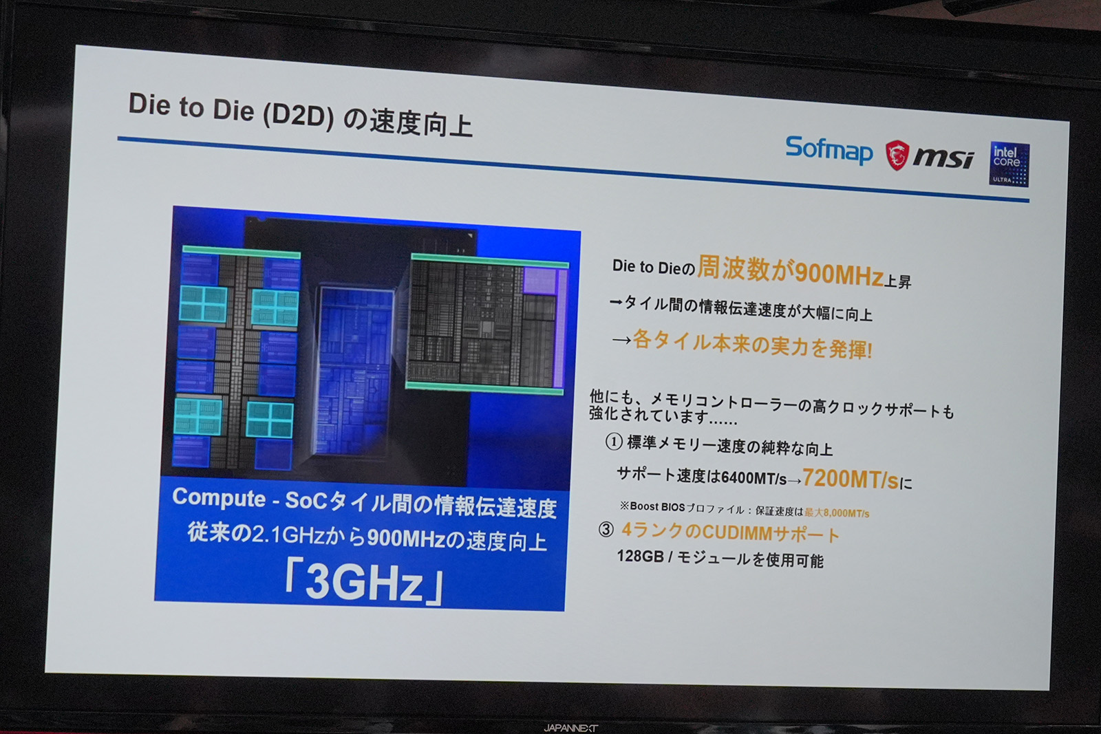 Die to Dieの動作クロックは3GHzに強化