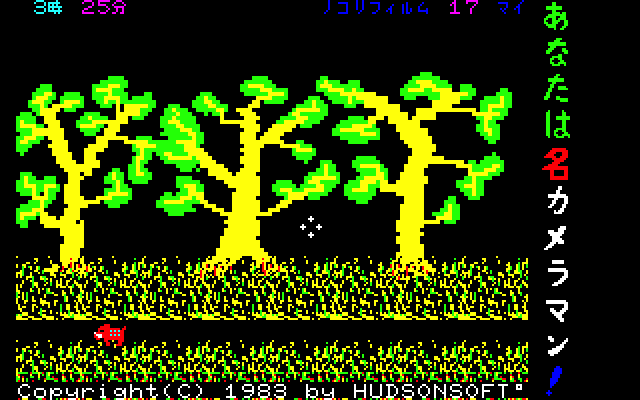 ゲームが始まると、森のあちこちから動物たちが顔を出します。ウサギやイノシシは画面左右の道から現れるほか、キツツキやシカなどは特定の位置に出現するので、そこを覚えておけば確実に撮影できます。