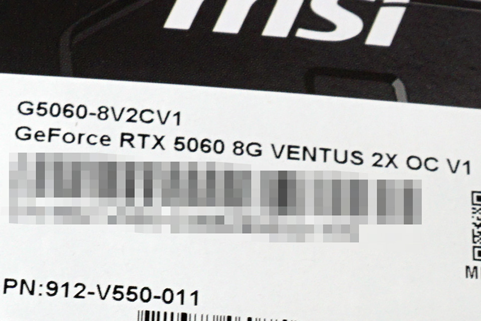 GeForce RTX 5060 8G VENTUS 2X OC V1」がMSIから、価格は88,800円
