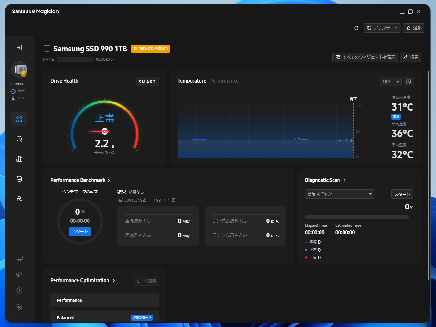 認証サーバーにアクセスできない場合は「Network Problem」と表示される。確認にはオンライン環境が必要だ