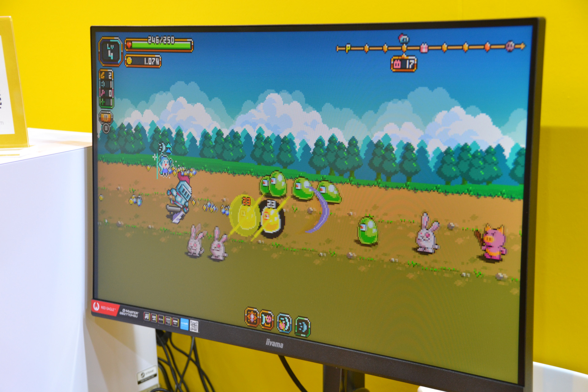 3ラインの横スクロールで構成された、シンプルなゲーム画面