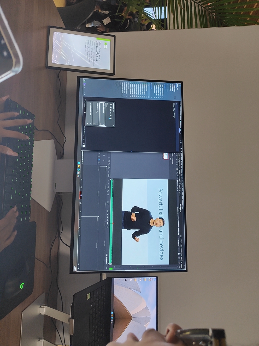 展示会場ではRTX Spark搭載機を使い、AIエージェントとクリエイティブアプリを連携させるデモなどが行なわれた