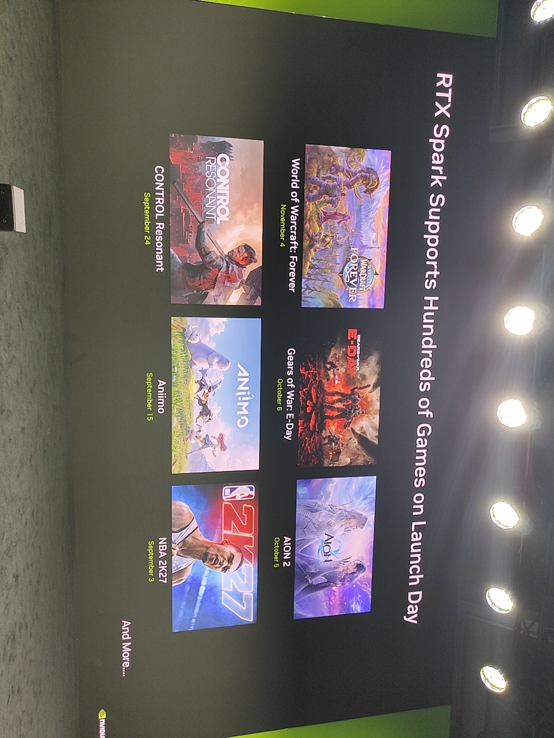 NVIDIAは発売時点で数百タイトルへの対応を掲げる。スライドでは対応予定作を含むゲームラインアップも紹介された