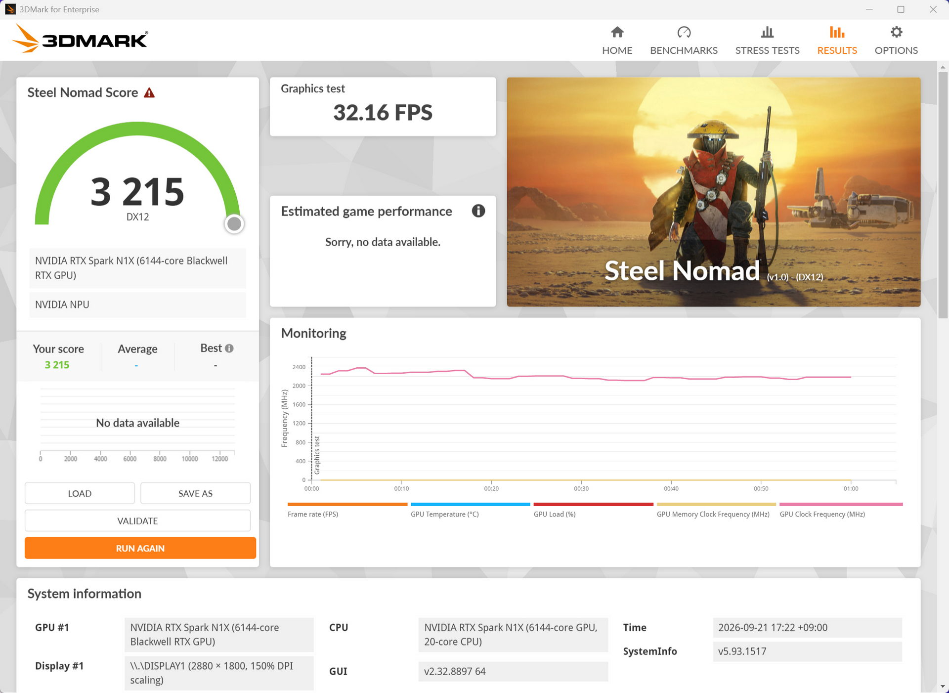 3DMark Steel Nomadの結果