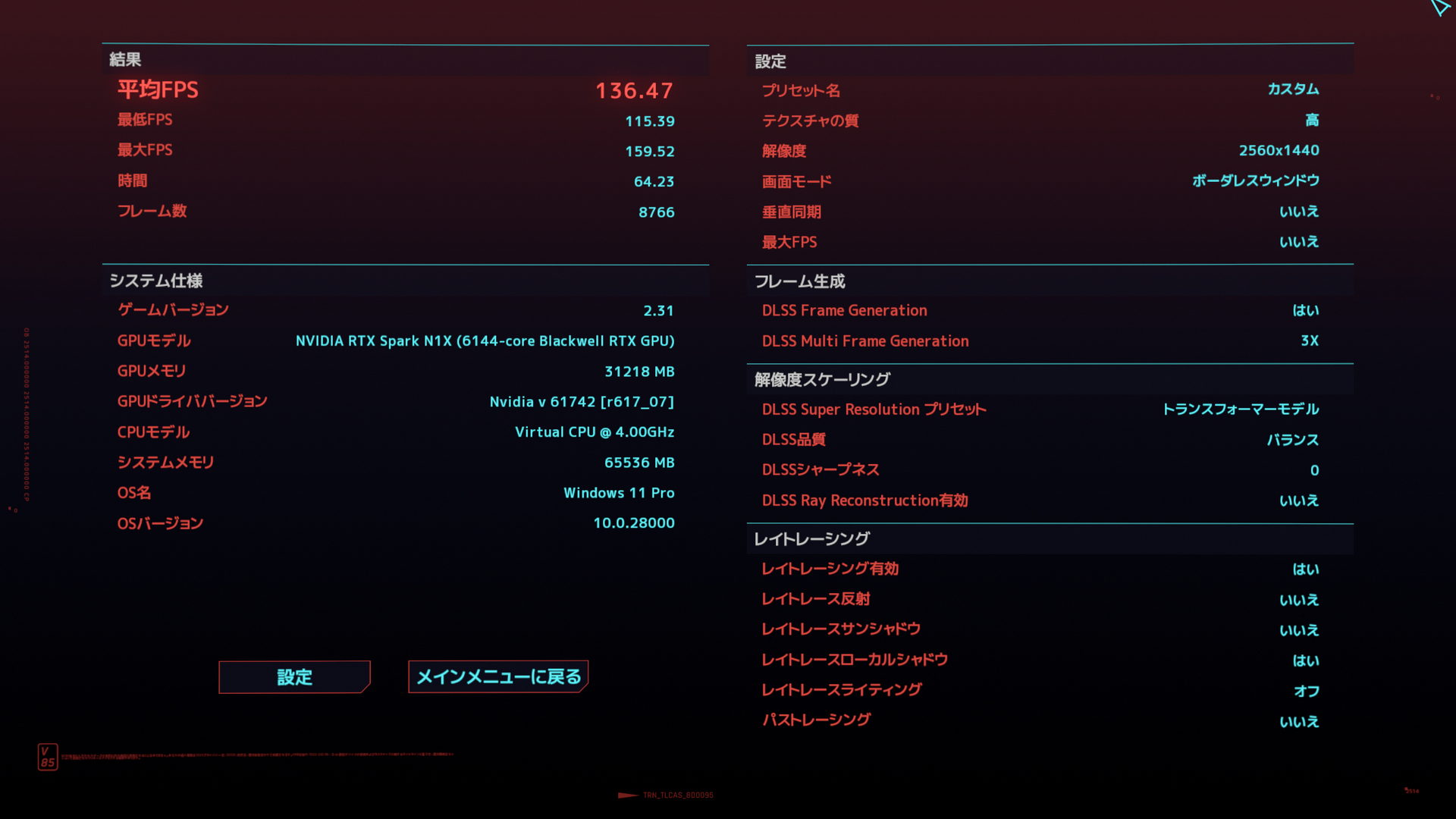 サイバーパンク2077の結果