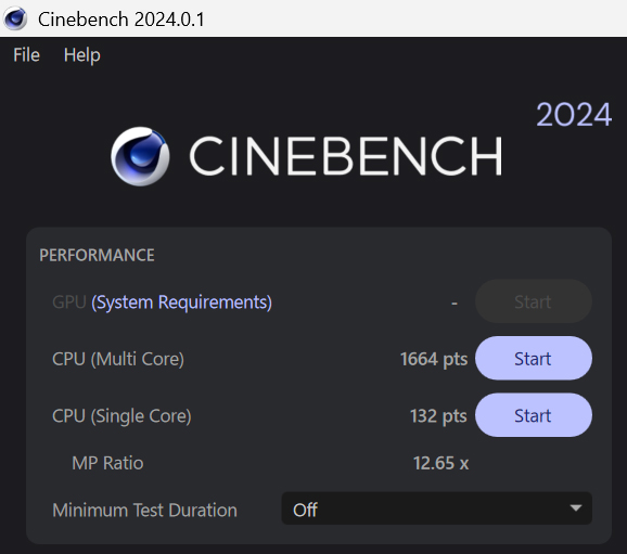 Cinebench 2024の結果