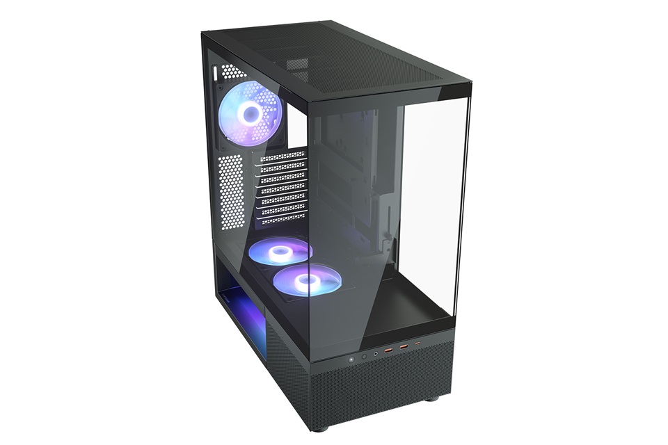 COUGAR PCケース　サイドパネル強化ガラス 3ファン付属 3面ガラスパネル搭載のピラーレスPCケース「CFV220 RGB」がCOUGARから