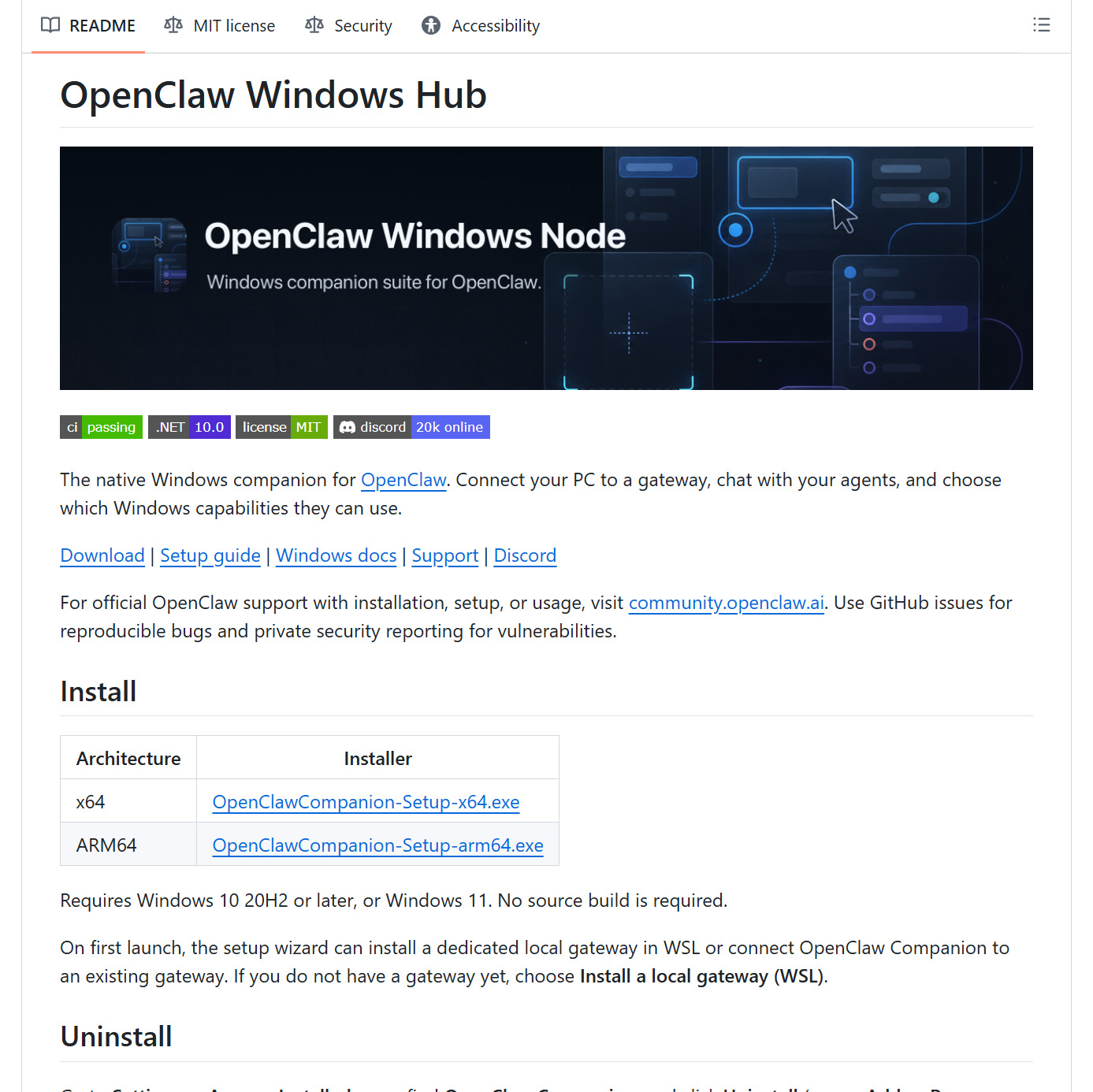 GitHubの<a href="https://github.com/openclaw/openclaw-windows-node/" class="deliver_inner_content i">「OpenClaw Windows Hub」(https://github.com/openclaw/openclaw-windows-node/)</a>