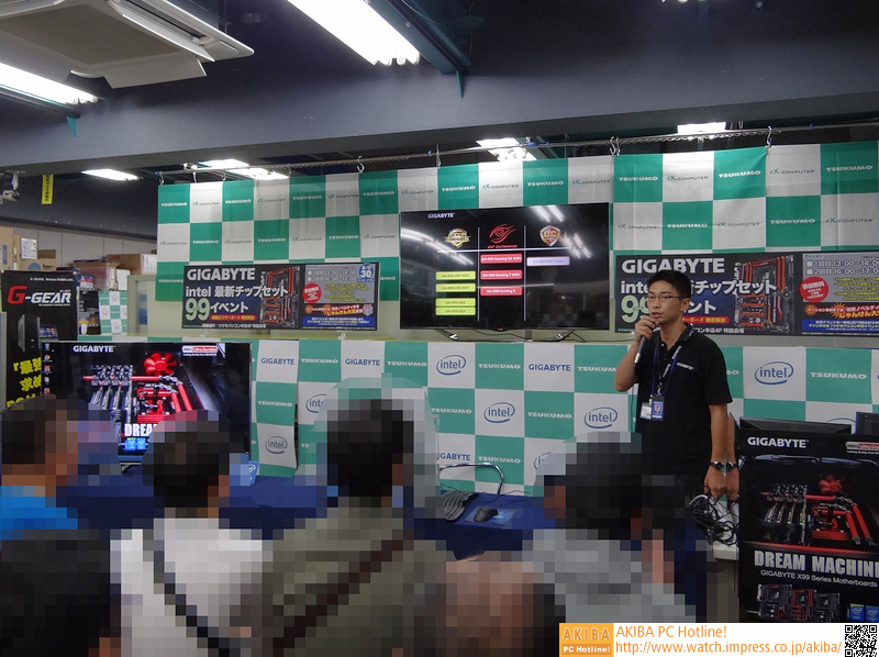 GIGABYTEは@@repstr|990@@での店頭イベントを実施。このイベント、詳細発表前から「最新チップセット（の？）99（ツクモ）イベント」と告知されており、ほとんどバレバレだった（笑