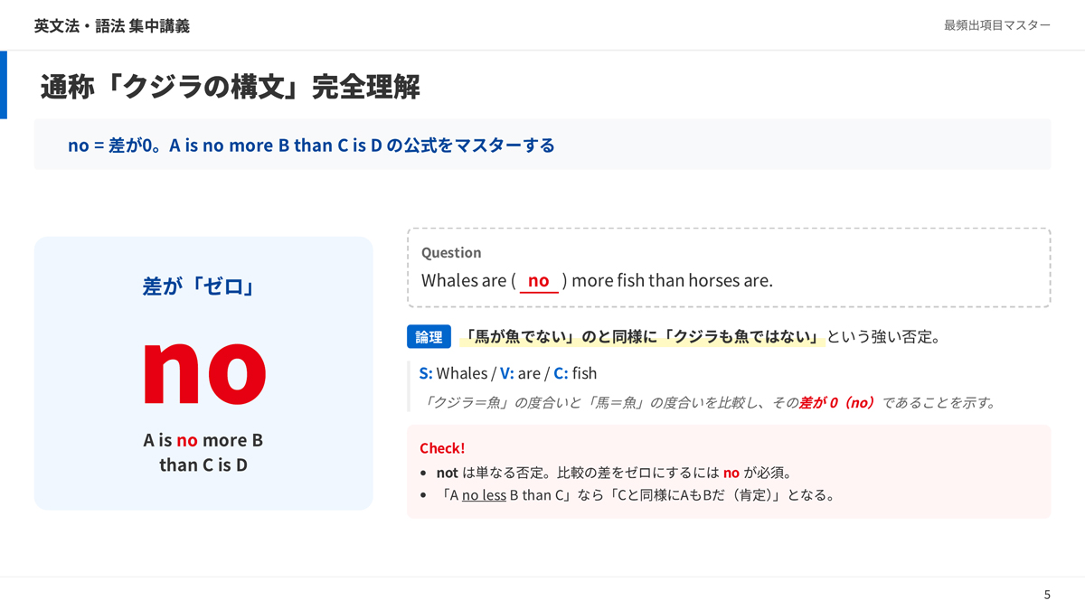 英文法・語法 集中講義 通称「クジラの構文」完全理解
