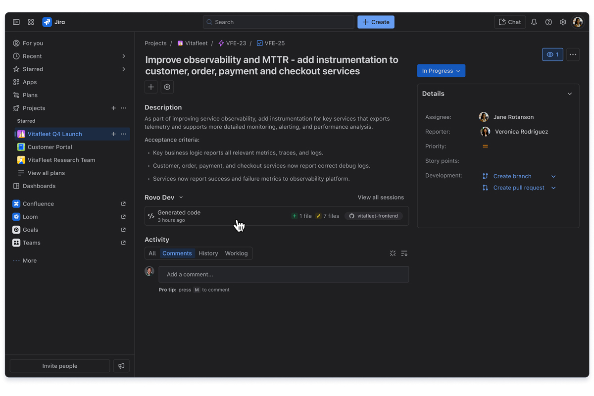 JiraでRovo Devを実行可能に