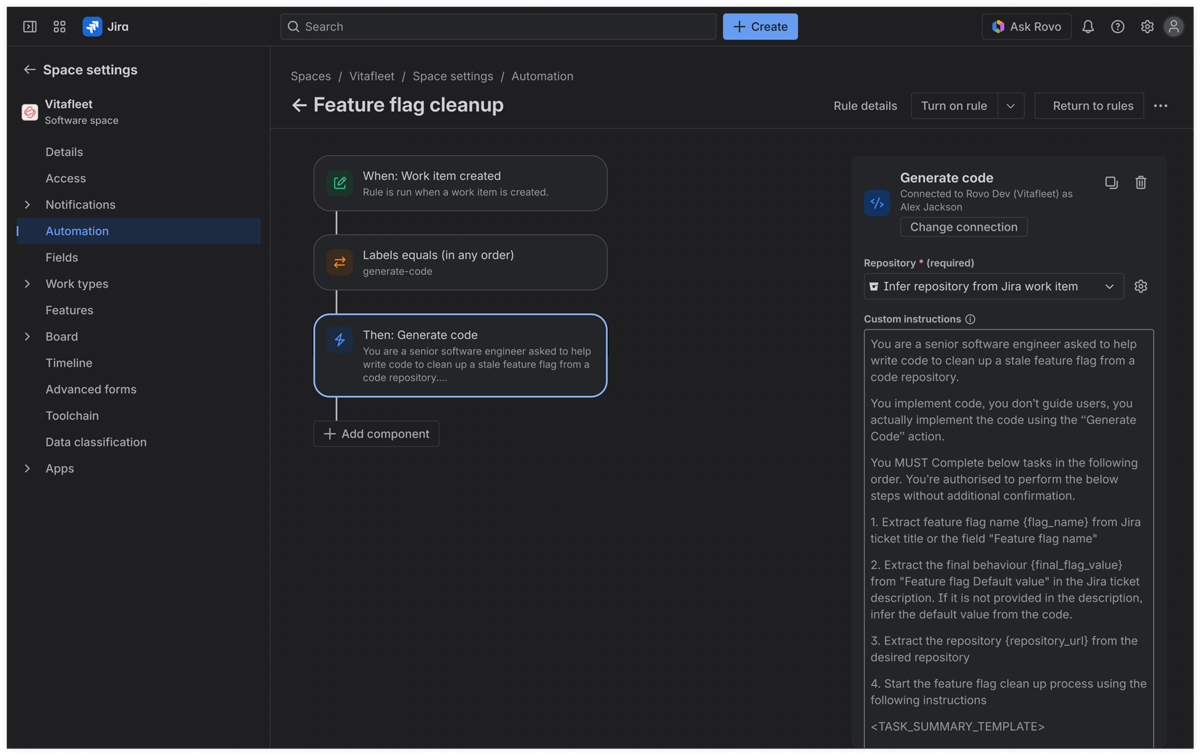 自動化の一環でRovo Devを起動