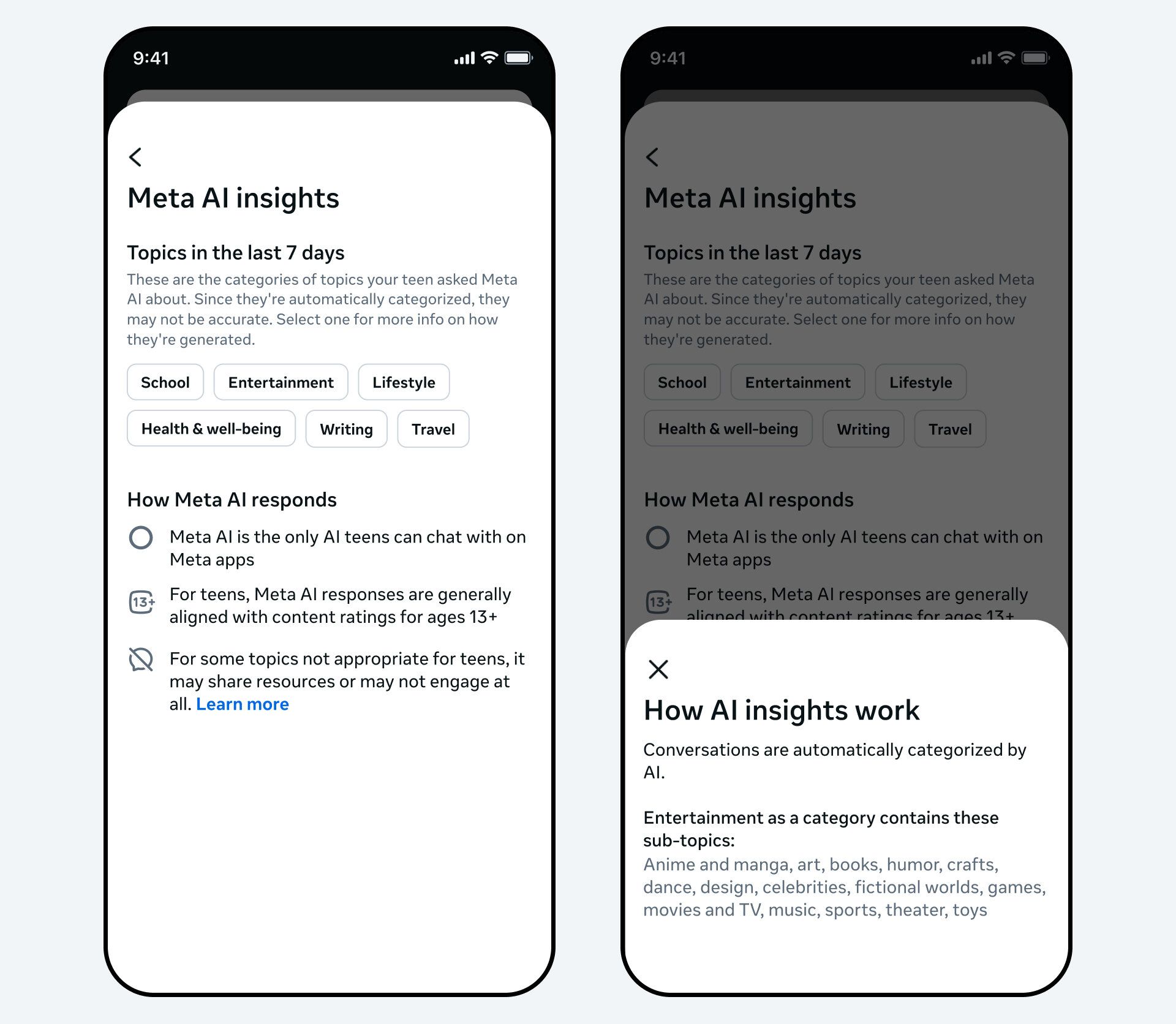 「Facebook」、「Messenger」、「Instagram」のペアレンタルコントロール機能に新たに「インサイト」タブが表示されるようになる