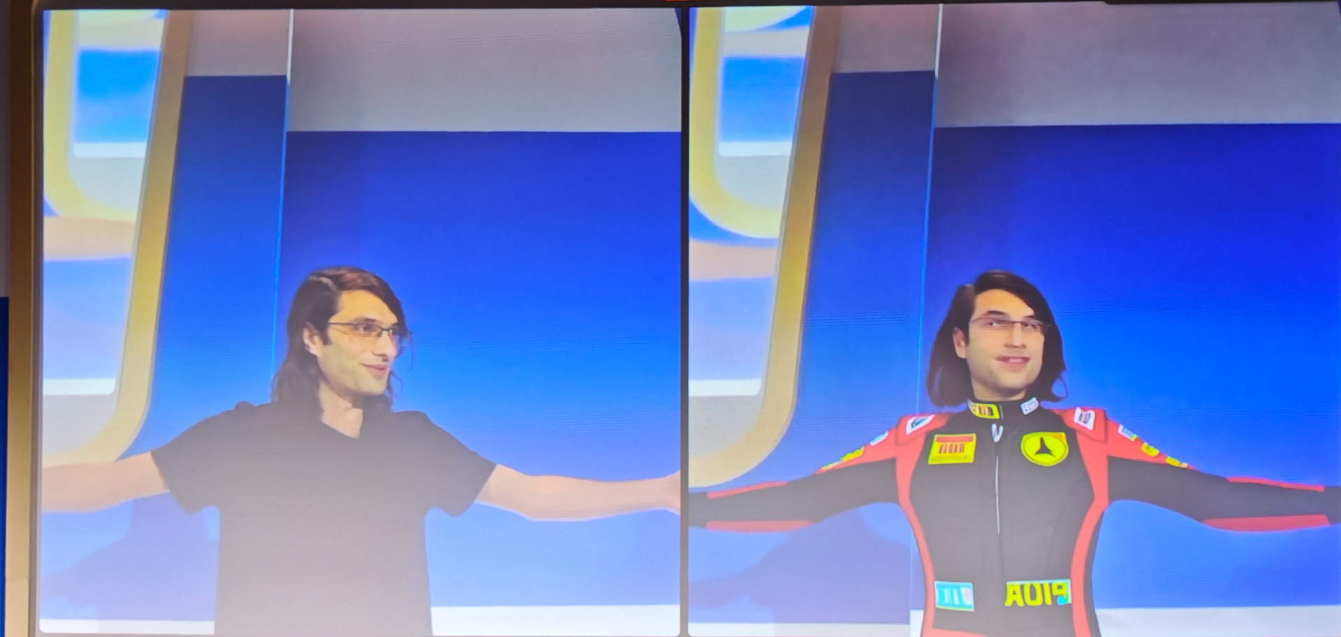 Tシャツが蝶ネクタイのスーツになったり、レーシングスーツになったり、ロボットになったりする