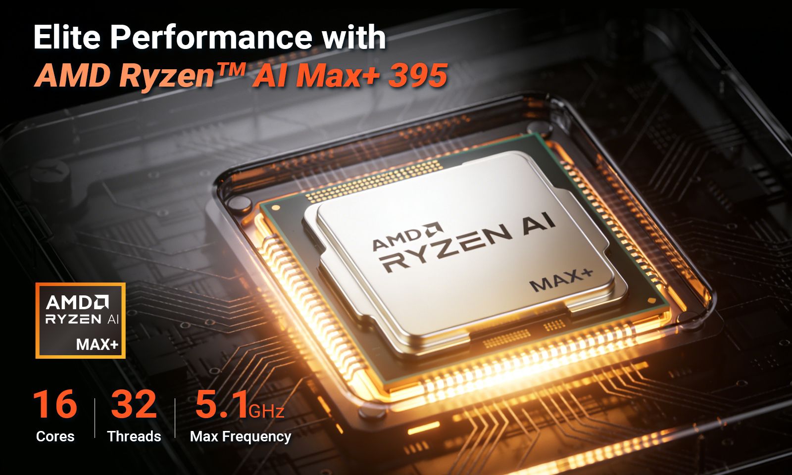 16コア32スレッド、最大5.1GHz動作のAMD Ryzen AI Max+ 395