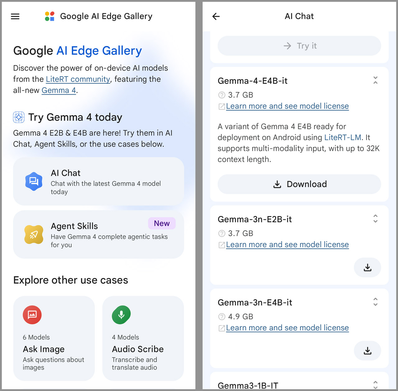 軽量なモデルデータでローカルAIを試せる「Google AI Edge Gallery」