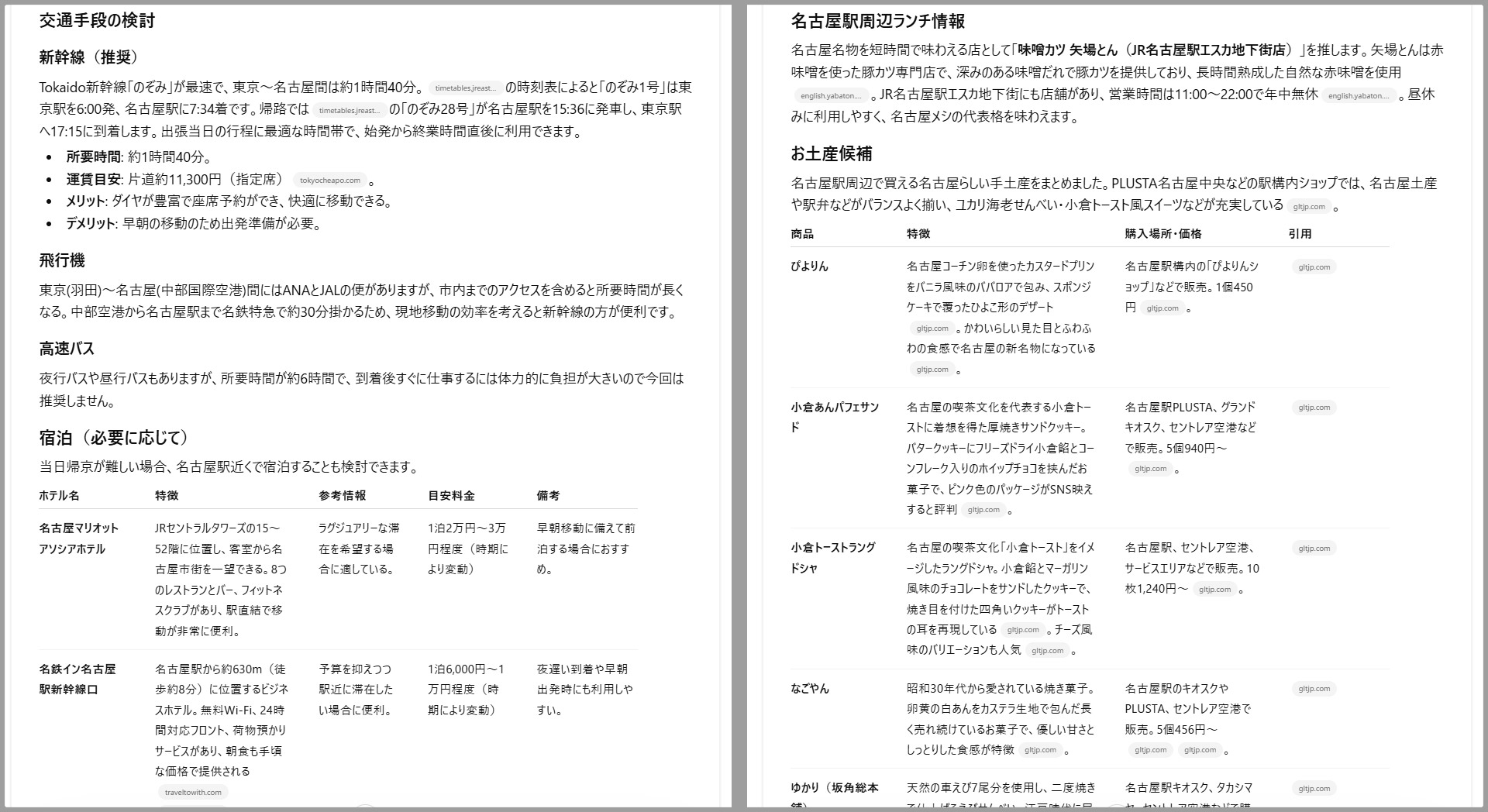 宿泊先だけでなくおすすめランチも提示してくれました