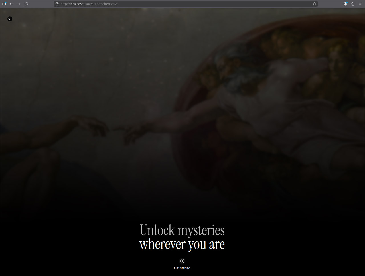 「<a href="http://localhost:8080">http://localhost:8080</a>」にアクセスするとOpen WebUIのページが表示