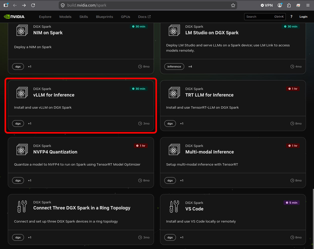 <a href="https://build.nvidia.com/spark/vllm/agent-ready-qwen35b">「vLLM for Inference」</a>の手順でQwen3.6-35B-A3Bをセットアップできます