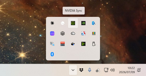 NVIDIA Syncにはタスクトレイからアクセス可能