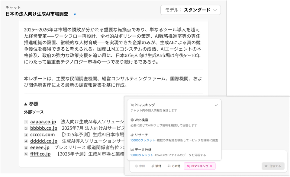 業務に必要な情報を、外部ソースより収集・整理し、分かりやすくまとめてくれる