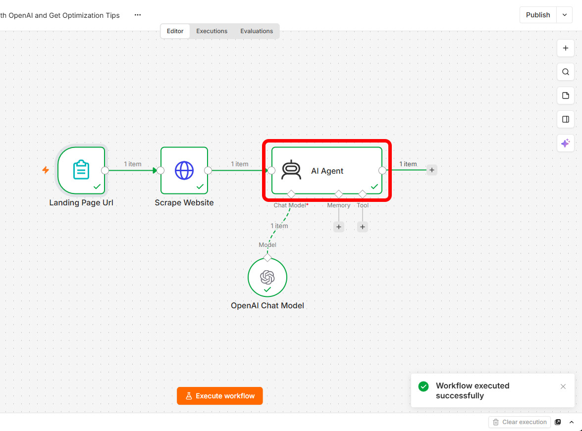 少し待つと処理が完了。「AI Agent」をダブルクリック