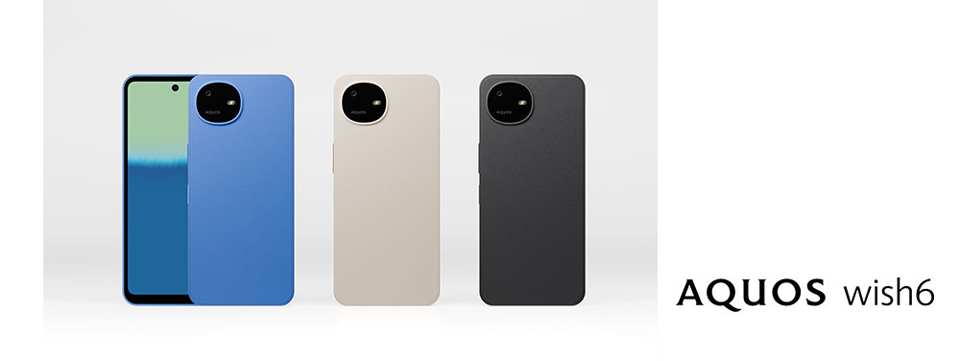 「AQUOS wish6」（カラーは左から、ソラ、キヌ、スミ）