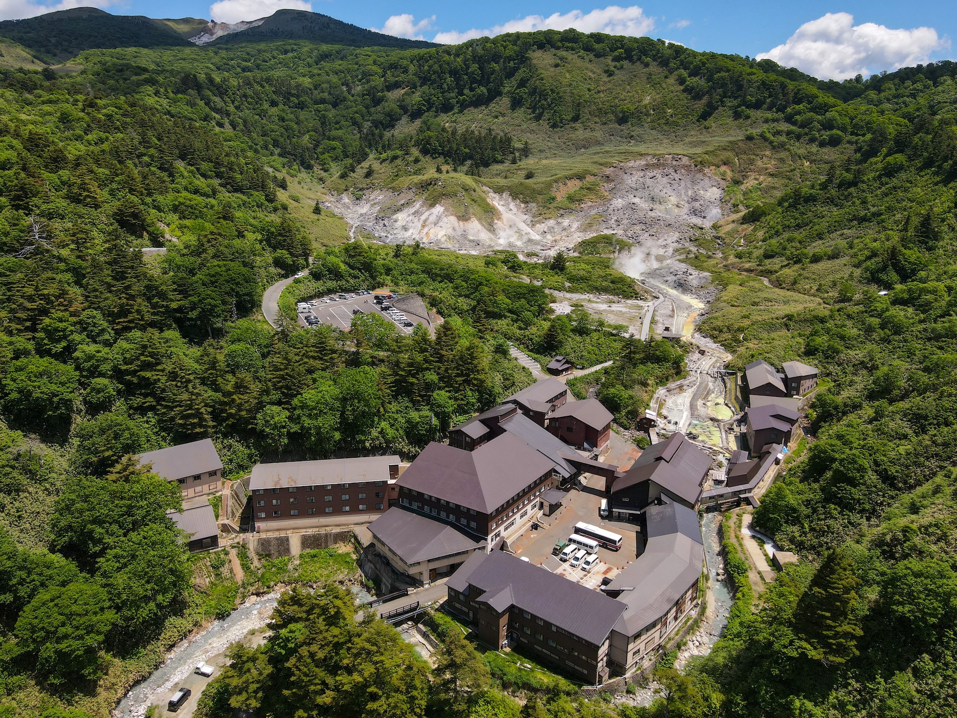 玉川温泉上空写真