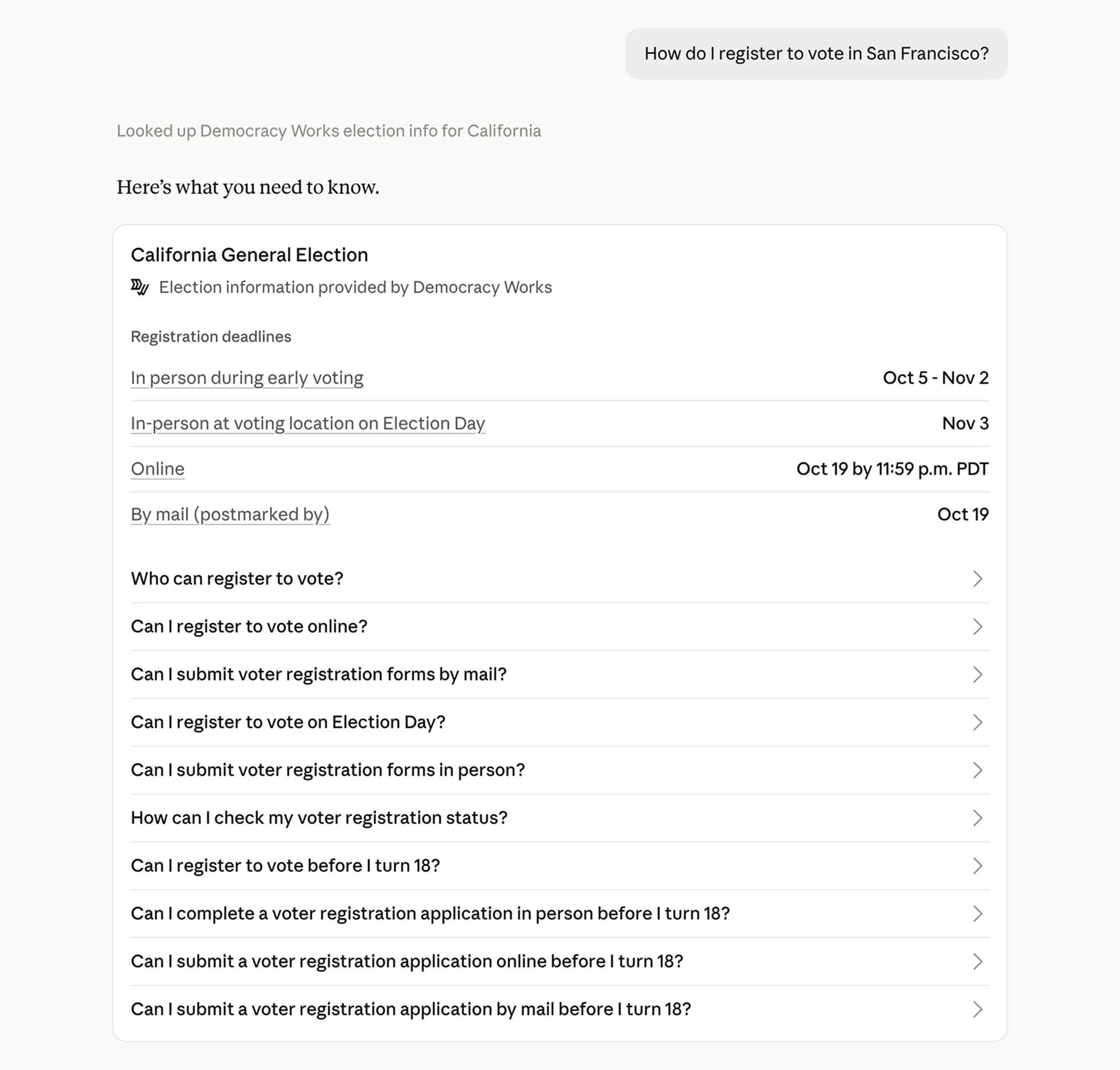 Democracy Worksが提供する公式投票情報
