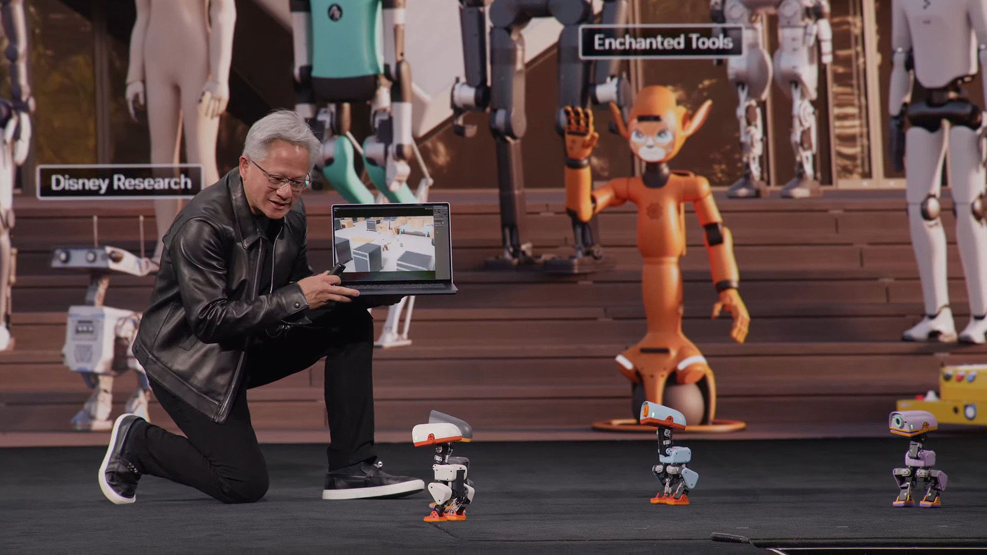 基調講演のラストに登場した小さなロボットくん。RTX Sparkで動いていると言うことだが、フアン氏も「CUTE!」を連発していた