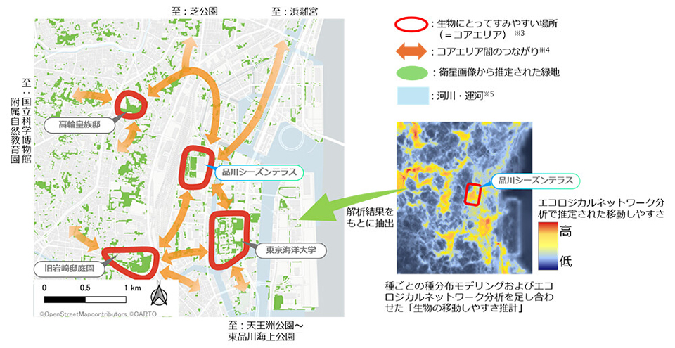 「エコロジカルネットワーク」の形成状況および「生物の移動しやすさ推計」